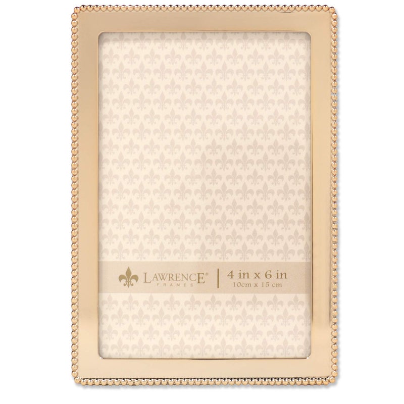 Lawrence Frames 714046 4x6 Gold Metal Classic Bead Picture Frame - Image 1